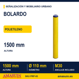 Bolardo Polietileno 110x1500mm Amarillo