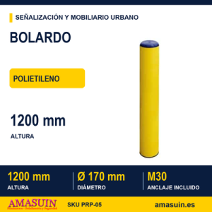 Bolardo Polietileno 170x1200mm Amarillo