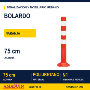 Bolardo Flexible Poliuretano Naranja de Ø8cm.