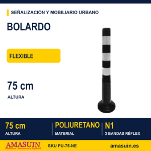 Bolardo Flexible Poliuretano Negro de Ø8cm.