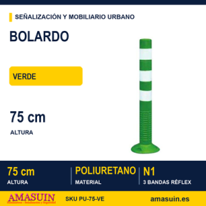 Bolardo Flexible Poliuretano Verde de Ø8cm.