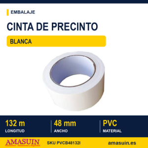 Cinta Precinto PVC Blanca 48mmx132m.