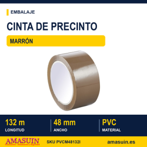 Cinta Precinto PVC Marrón 48mmx132m.