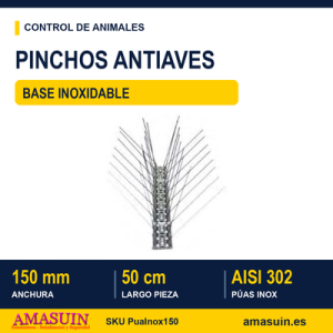 Pinchos Antiaves 150mm Inoxidable Púas Inox.