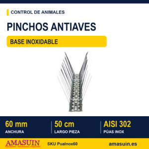 Pinchos Antiaves 60mm Inoxidable Púas Inox.
