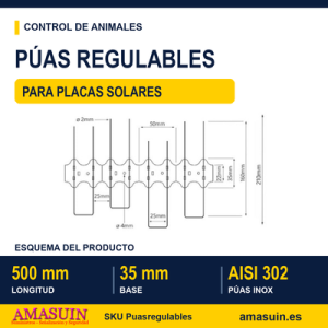 Púas Regulables para Placas Solares