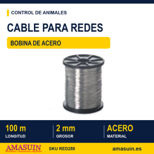 Bobina 100m Cable Acero 2mm para Redes