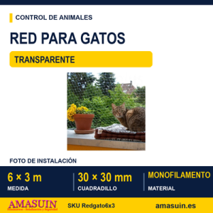 Red Transparente para Gatos de 6x3m