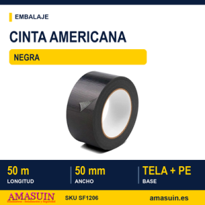 Cinta Americana Negra de 50mmx50m