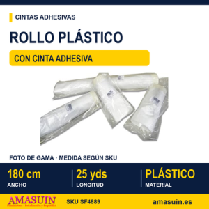 Rollo Plástico con Cinta Adhesiva 180cmx25yds
