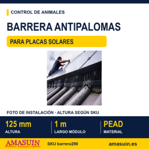 Barrera Exclusión Palomas 125mm Alto para Placas Solares.