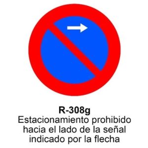 Señal Aluminio MOPU R308G Estacionamiento prohibido a la derecha - Dorso cerrado