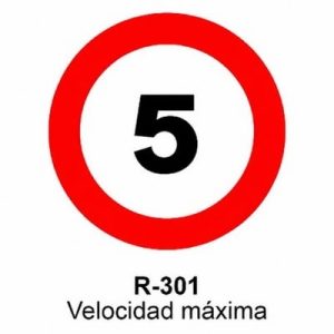 Señal Acero MOPU R301 Velocidad máxima 5 km/h