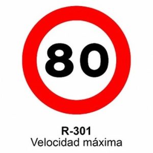 Señal Acero MOPU R301 Velocidad máxima 80 km/h