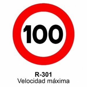 Señal Acero MOPU R301 Velocidad máxima 100 km/h