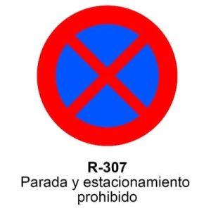 Señal Acero MOPU R307 Parada y estacionamiento prohibido