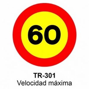 Señal Acero MOPU TR301 Velocidad máxima de obra 60 km/h
