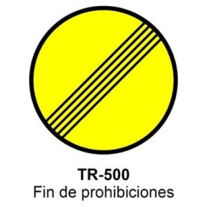 Señal Acero MOPU TR500 FIn de prohibiciones