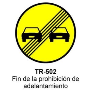 Señal Acero MOPU TR502 Fin de prohibición de adelantamiento