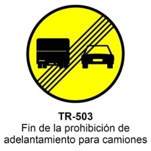 Señal Acero MOPU TR503 Fin de adelantamiento prohibido a camiones