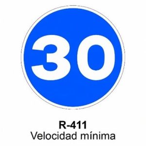 Señal Acero MOPU R411 Velocidad mínima 30 km/h