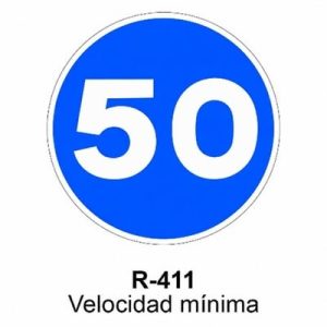 Señal Acero MOPU R411 Velocidad mínima 50 km/h