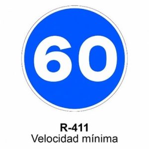 Señal Acero MOPU R411 Velocidad mínima 60 km/h