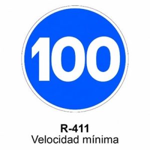 Señal Acero MOPU R411 Velocidad mínima 100 km/h