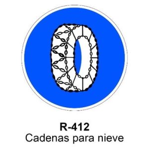 Señal Acero MOPU R412 Cadenas para nieve