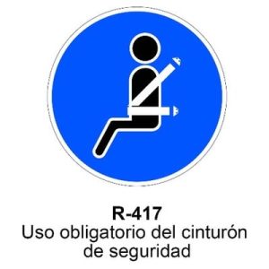 Señal Acero MOPU R417 Uso obligatorio del cinturón de seguridad