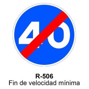 Señal Acero MOPU R506 Fin de velocidad mínima