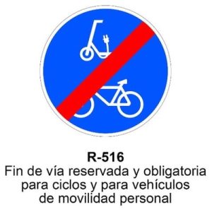 Señal Acero MOPU R516 Fin de vía de ciclos y movilidad personal