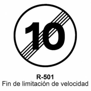 Señal Acero MOPU R501 Fin de velocidad máxima 10 km/h