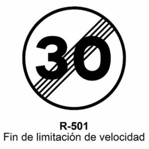Señal Acero MOPU R501 Fin de velocidad máxima 30 km/h