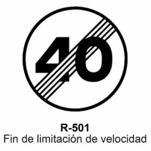 Señal Acero MOPU R501 Fin de velocidad máxima 40 km/h