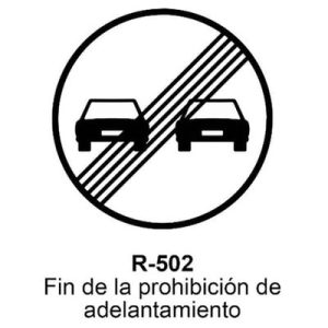 Señal Acero MOPU R502 Fin de la prohibición de adelantamiento