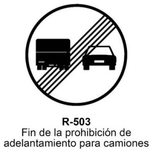 Señal Acero MOPU R503 Fin de adelantamiento prohibido a camiones