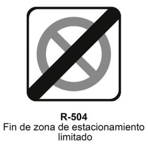 Señal Acero MOPU R504 Fin de zona de estacionamiento limitado