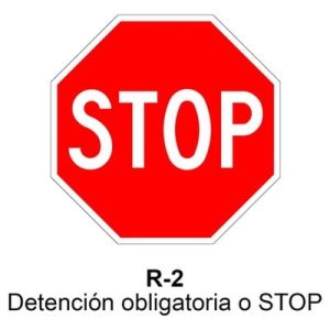 Señal Acero MOPU R2 Detención obligatoria o STOP