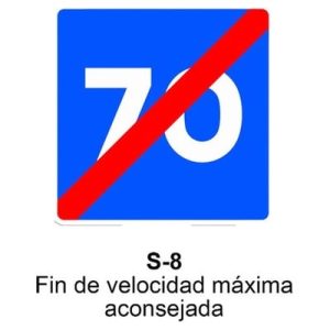 Señal Acero MOPU S8 Fin de velocidad máxima aconsejable