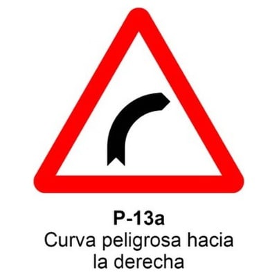 Señal Chapa Económica P13A Curva peligrosa hacia la derecha 2 Señal Chapa Económica P13A Curva peligrosa hacia la derecha