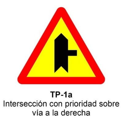 Señal Chapa Económica TP1A Con prioridad sobre vía a la derecha 2 Señal Chapa Económica TP1A Con prioridad sobre vía a la derecha
