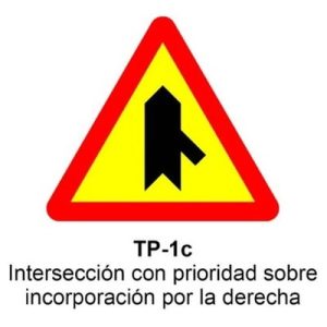 Señal Chapa Económica TP1C Con prioridad sobre incorporación por la derecha