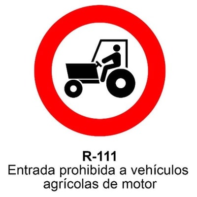 Señal Chapa Económica R111 Prohibido a vehículos agrícolas 2 Señal Chapa Económica R111 Prohibido a vehículos agrícolas