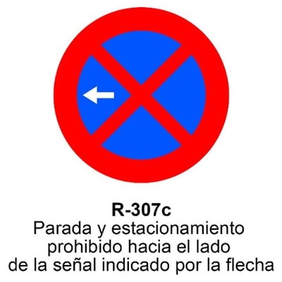 Señal Chapa Económica R307C Prohibido parar y aparcar: izquierda 2 Señal Chapa Económica R307C Prohibido parar y aparcar: izquierda