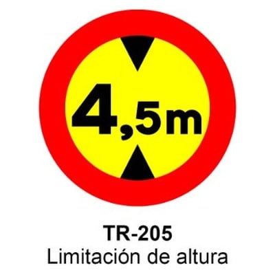 Señal Chapa Económica TR205 Limitación de altura 2 Señal Chapa Económica TR205 Limitación de altura