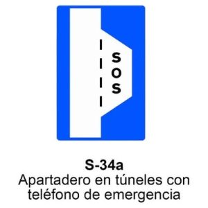 Señal Chapa Económica S34A Apartadero en túneles con teléfono de emergencia