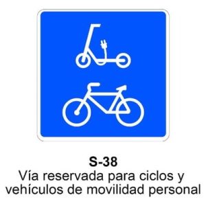 Señal Chapa Económica S38 Vía reservada a ciclos y movilidad personal