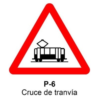 Señal Aluminio MOPU P6 Cruce de tranvía - Dorso cerrado 2 Señal Aluminio MOPU P6 Cruce de tranvía - Dorso cerrado