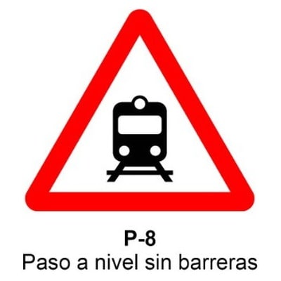 Señal Aluminio MOPU P8 Paso a nivel sin barreras - Dorso cerrado 2 Señal Aluminio MOPU P8 Paso a nivel sin barreras - Dorso cerrado